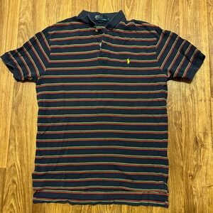 Vintage Ralph Lauren Polo Shirt Men Large Striped Classic‎ Fit Casual Preppy